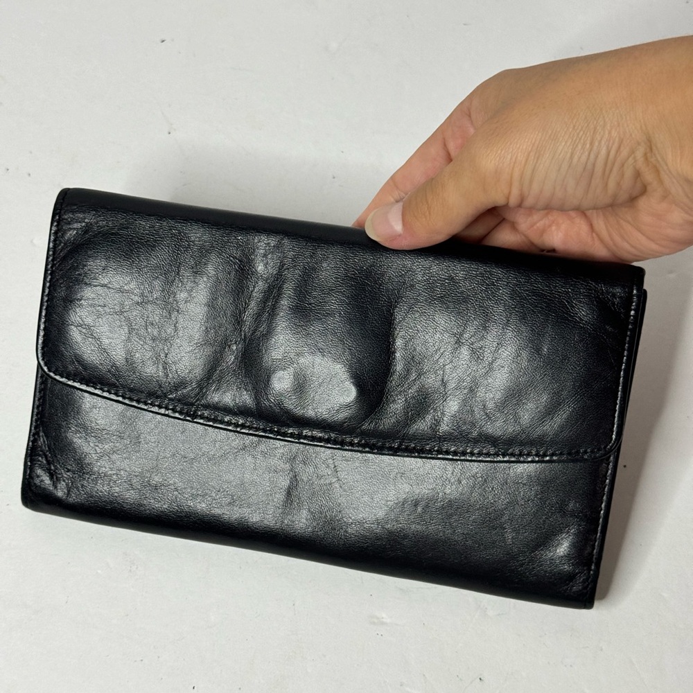 Coach 90s Black Leather Combination Wallet/Chequebook